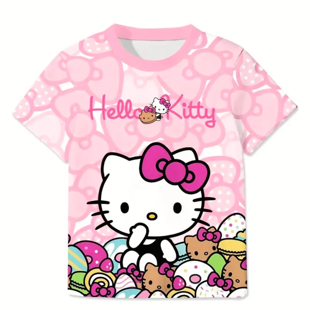 Hello Kitty Pink and White Short Sleeve Tee